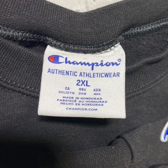 Champion Crewneck Sweatshirt Mens 2XL Black Gothic Grunge Day Of Dead Skull Rose - Picture 3 of 10